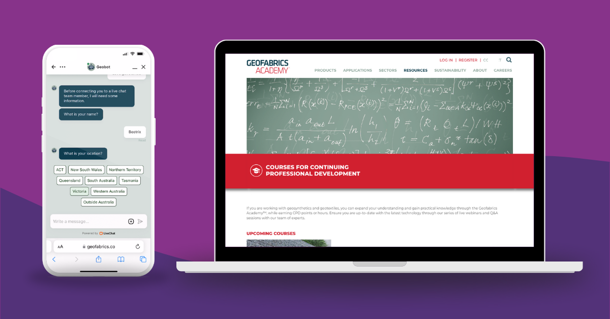 Geofabrics chatbot & academy