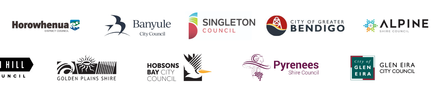Animation showing the logos of the many local governments Symphony3 has worked with over the years