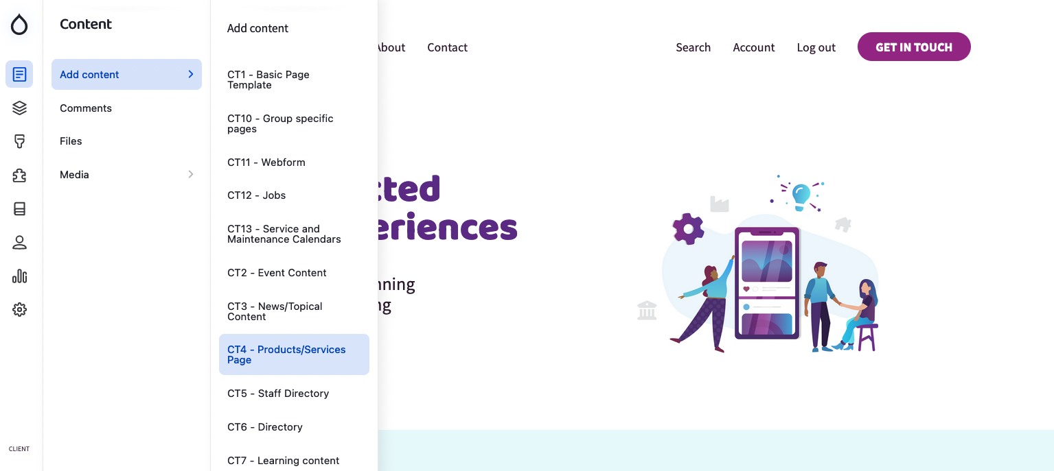 Products and Services Screengrab